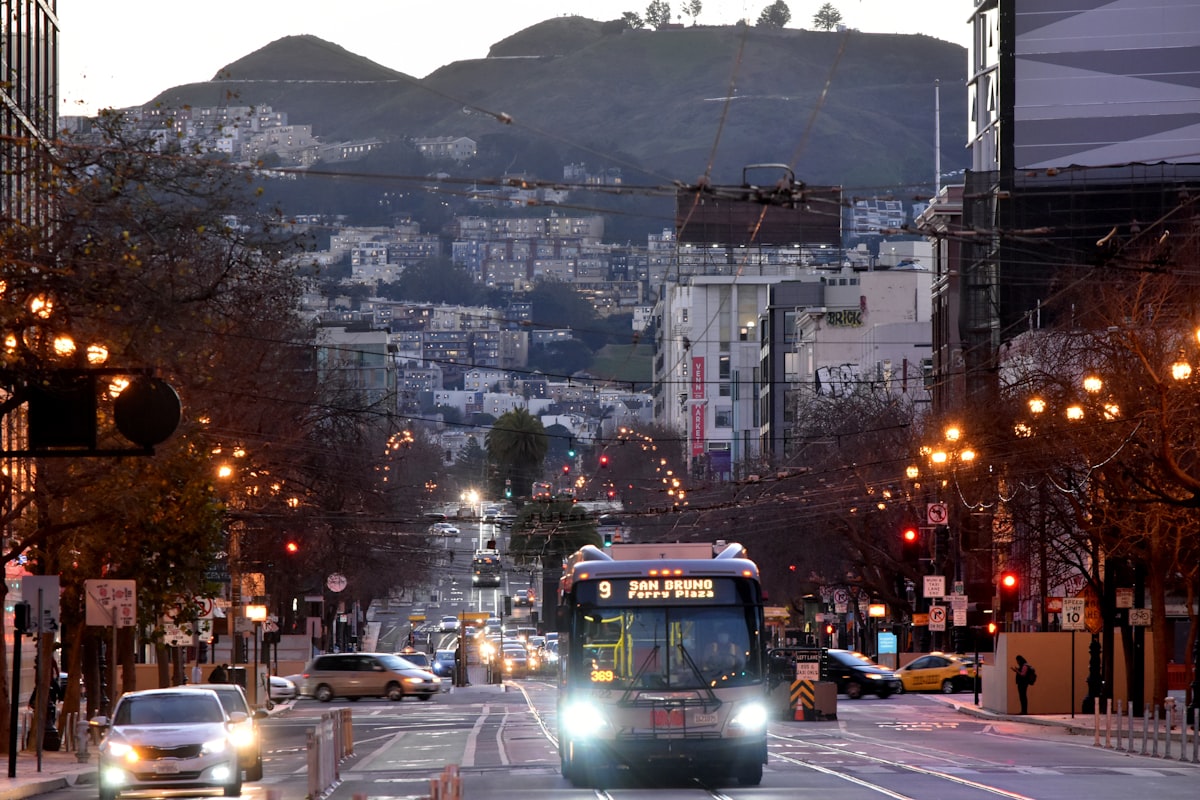Market Street at dusk looking toward the Castro, San Francisco